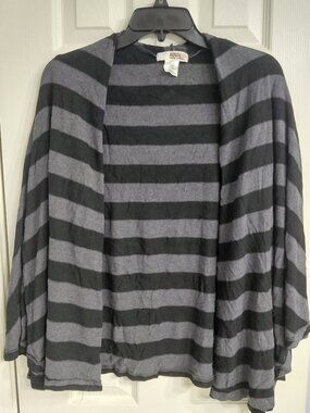 Black and Gray Striped Flowy Sweater